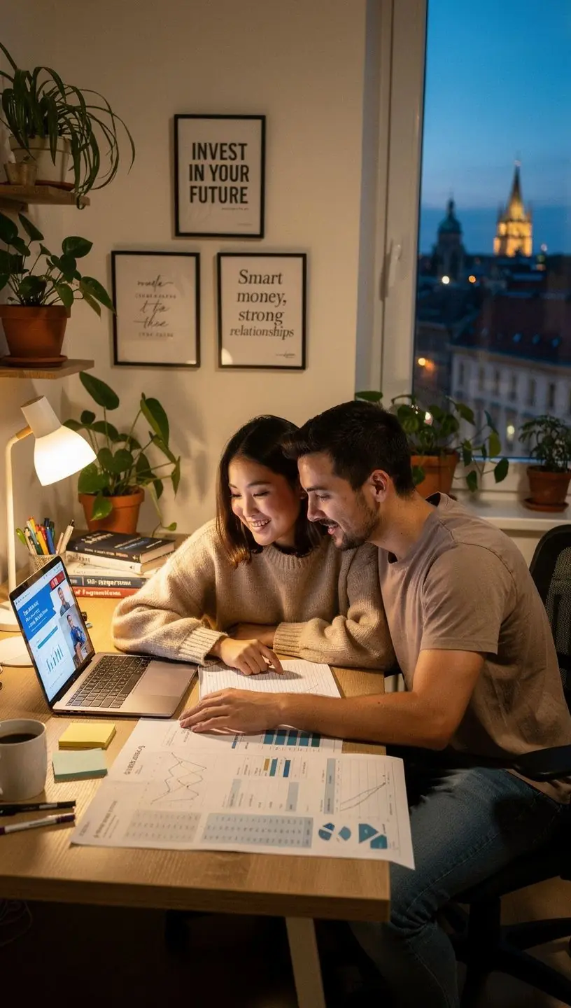 Laptopon megjelenő pénzügyi blog kezdőlapja, amely átlátható és könnyen követhető pénzügyi tippeket kínál.